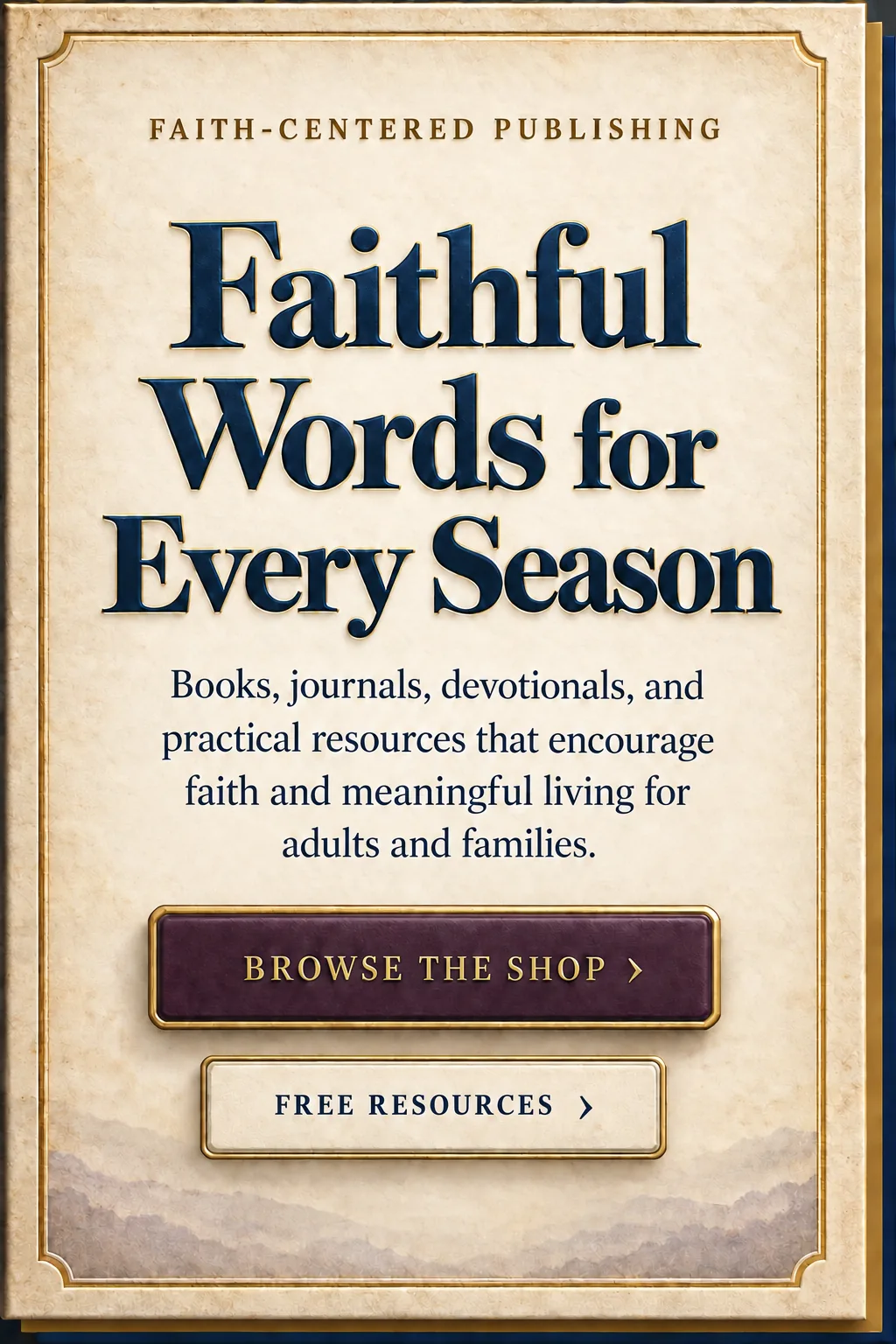 Faith-centered publishing: Faithful Words for Every Season. Books, journals, devotionals, and practical resources that encourage faith and meaningful living for adults and families.